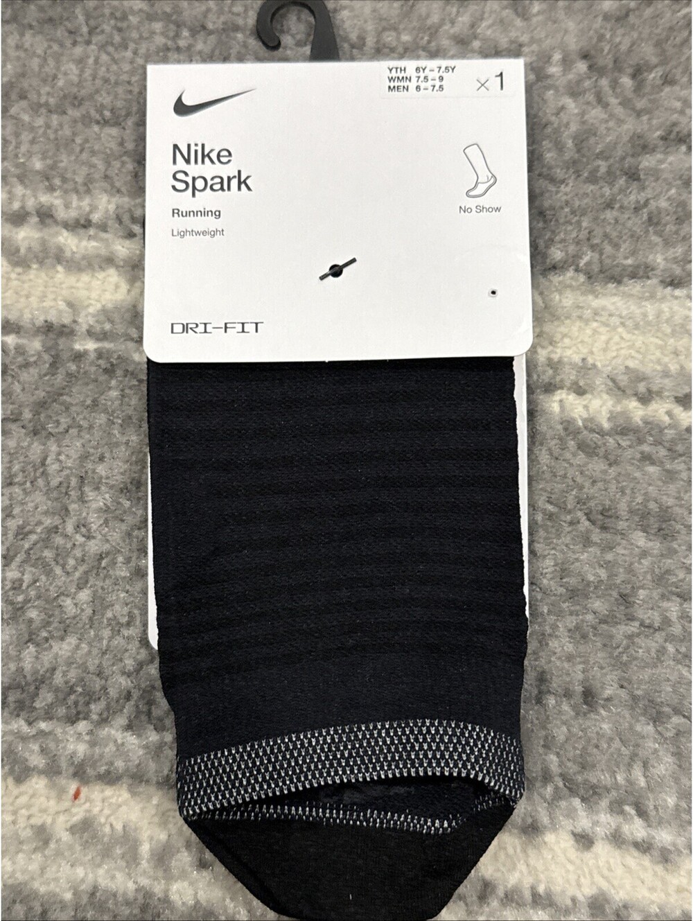 Nike Spark Lightweight No Show Socks - DA3589 010 - Black - Ms 6-7.5 / Wms 7.5-9